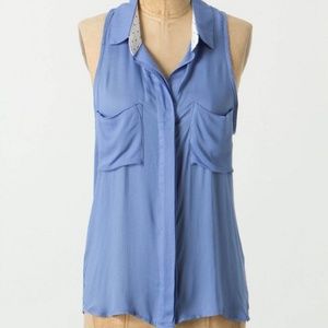 Anthropologie Elevenses Blue Sleeveless Top